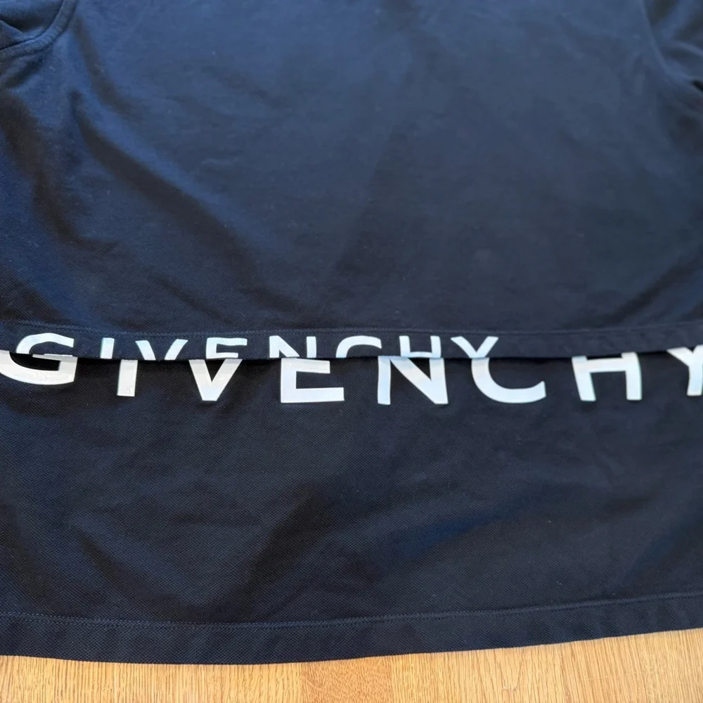 Authentic Givenchy Black Polo Shirt with White Accents - Picture 8 of 12